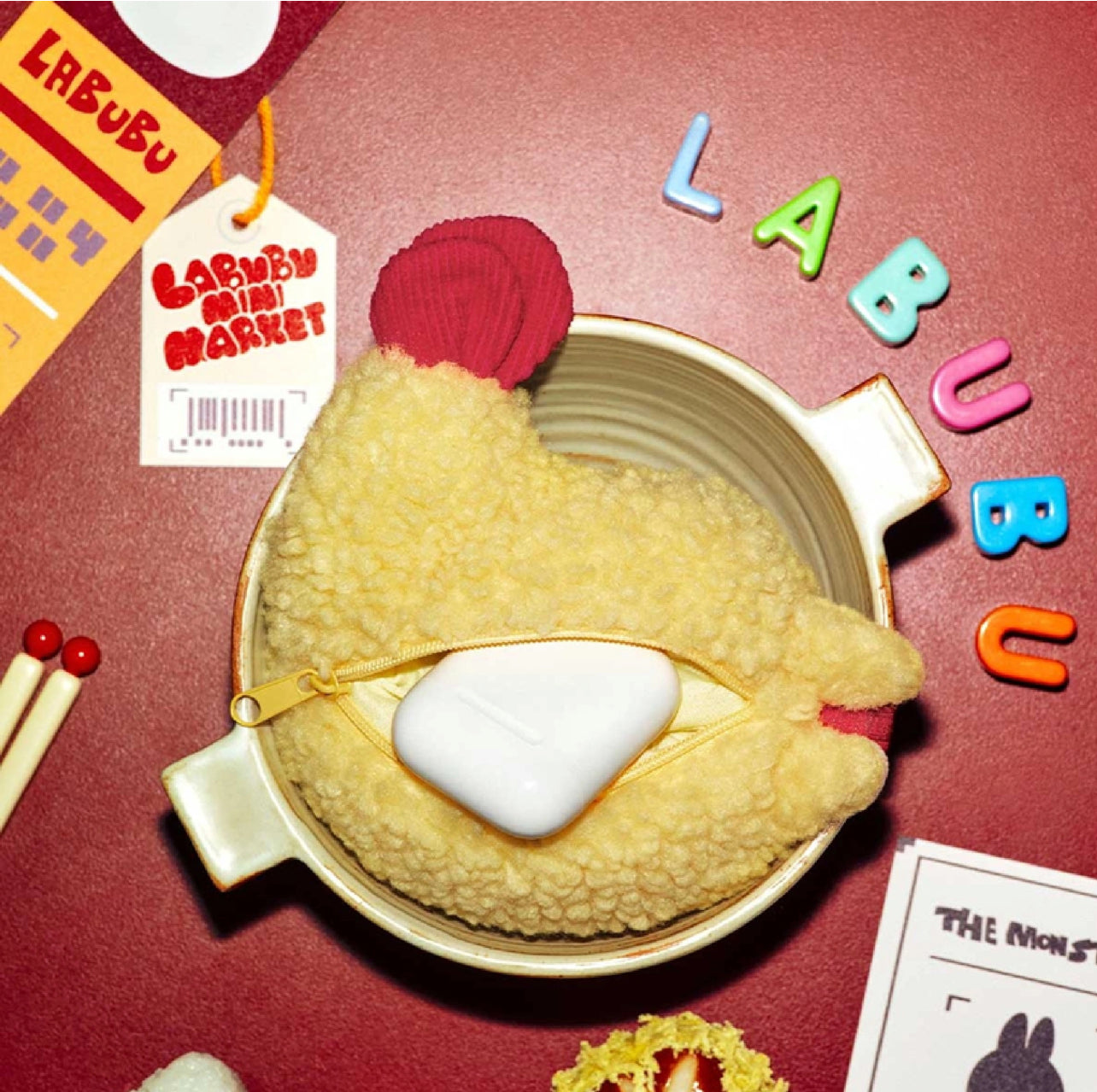 POP MART Labubu Monsters Wacky Mart Series Earphone Shrimp Tempura Bag