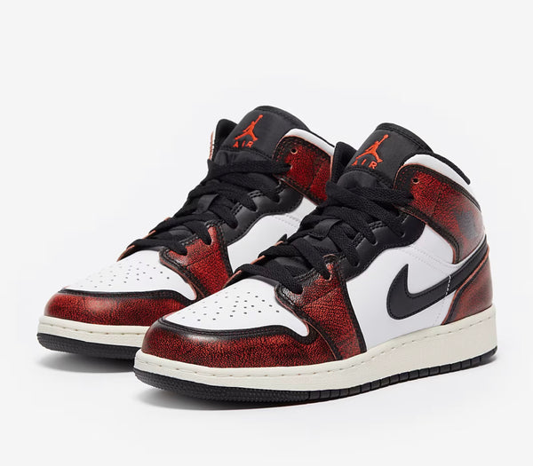 Air Jordan 1 Mid 'Red Black Tie Dye'