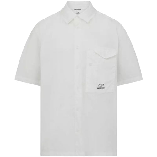 C.P Short sleeve popling shirt gauze white